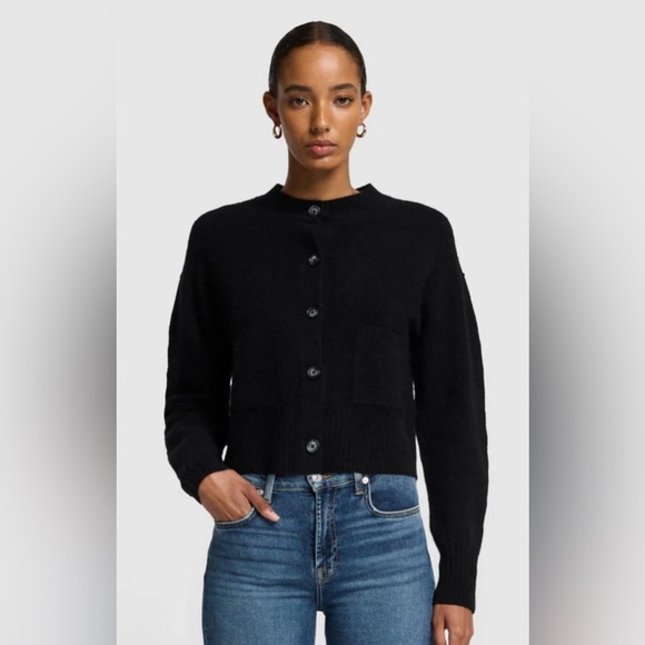 7 For All Mankind Cashmere Blend Cardigan Black - Picture 1 of 7